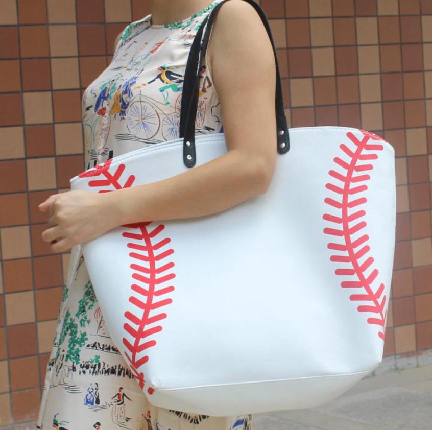 wholesale new yellow softball white baseball Jewelry Packaging Blanks Kids Cotton Canvas Sports Bags Baseball Softball Tote Bag