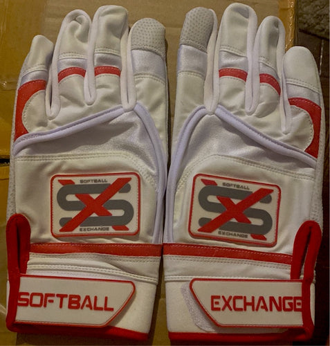 Softball Exchange Red and white batting gloves