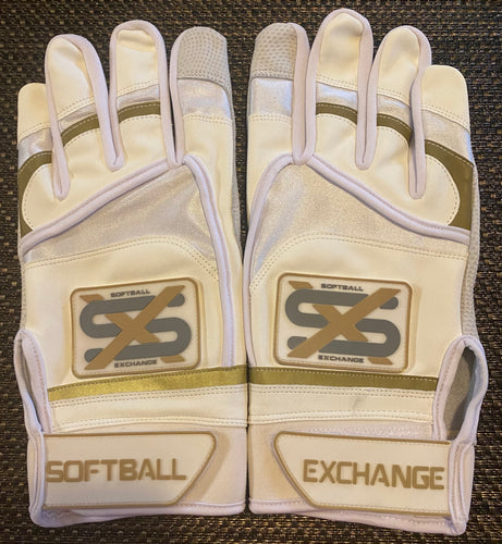 Softball Exchange Gold/White Batting Gloves