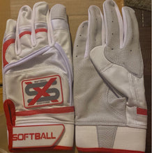 Softball Exchange Red and white batting gloves