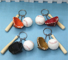 Three-piece suit Mini Baseball glove wooden bat keychain sports Car Key Chain Key Ring Gift For Man Women softball keychain