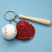 Three-piece suit Mini Baseball glove wooden bat keychain sports Car Key Chain Key Ring Gift For Man Women softball keychain
