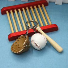 Three-piece suit Mini Baseball glove wooden bat keychain sports Car Key Chain Key Ring Gift For Man Women softball keychain