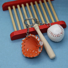 Three-piece suit Mini Baseball glove wooden bat keychain sports Car Key Chain Key Ring Gift For Man Women softball keychain